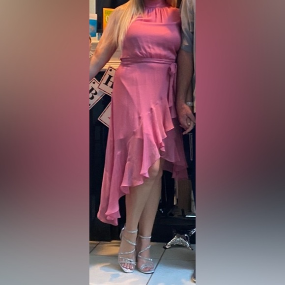 CeCe high neckline high low dress in Dusty Rose color. Size 12 - Picture 3 of 3